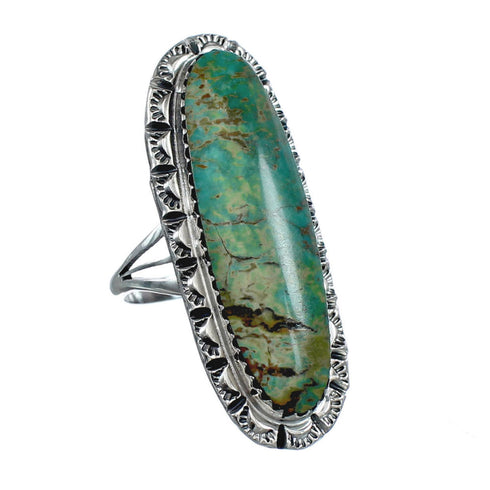 Native American Sterling Silver And Turquoise Ring Size 6-3/4 AX124610